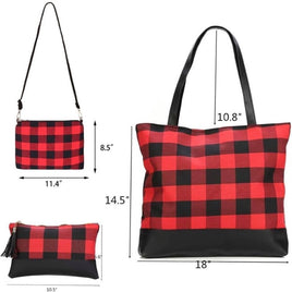 Buffalo plaid tote, purse, or makeup bag
