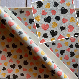 Black Yellow Pink Hearts on Grey