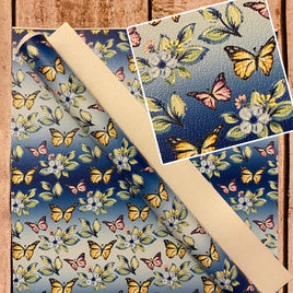 Butterflies and Flowers on Blue