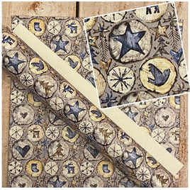 Christmas Wood Carvings Blue on Grey