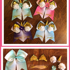 Ombre unicorn cheer bow kits