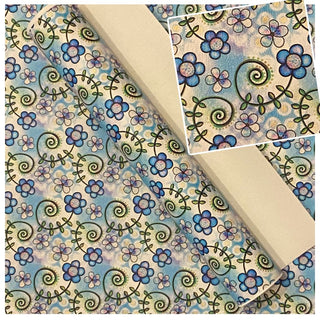 Flowers Watercolor Blue, Green and Lilac