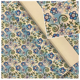 Flowers Watercolor Blue, Green and Lilac