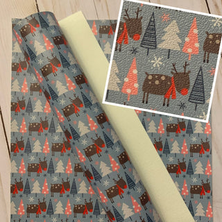 Reindeer and Trees on Grey