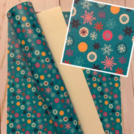 Christmas Ornaments and Snowflakes on Blue