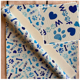 Woof Words Blue on Light Blue