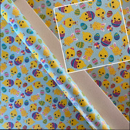 Easter Chicks on Light Blue