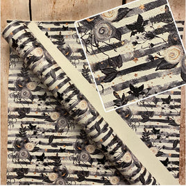 Halloween Alice Flowers on Black and White Stripes