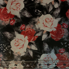 Printed Large Scale- Roses on black