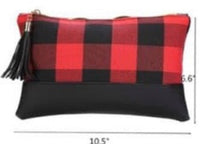 Buffalo plaid tote, purse, or makeup bag