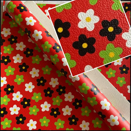 Ladybug Flowers on Red
